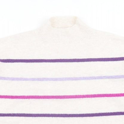 TU Womens Purple High Neck Striped Acrylic Pullover Jumper Size 12