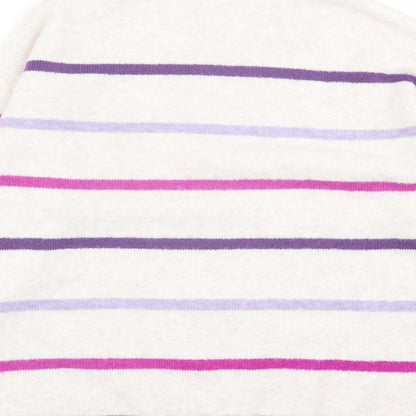 TU Womens Purple High Neck Striped Acrylic Pullover Jumper Size 12