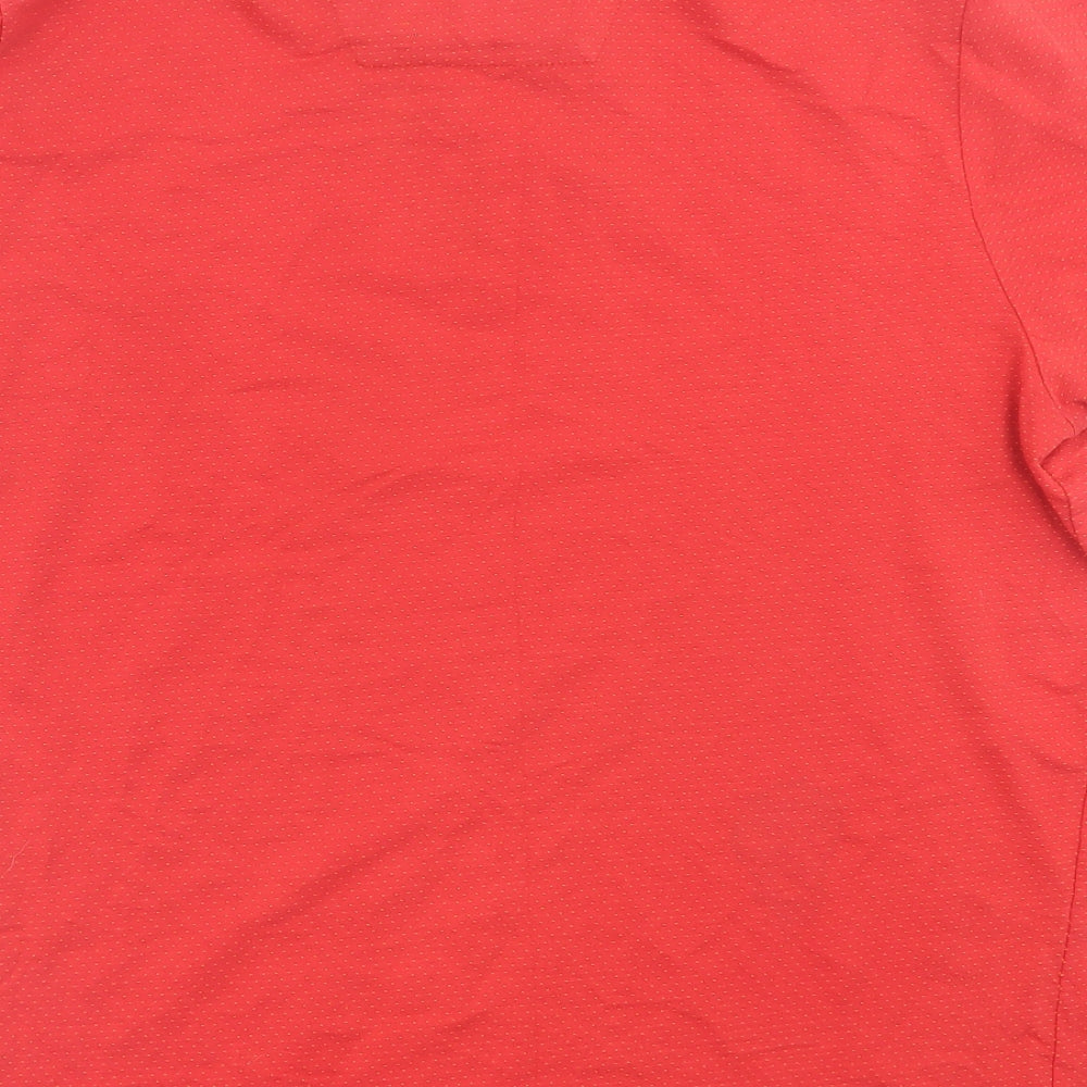 Centered Mens Red  Cotton  Polo Size L Collared Button