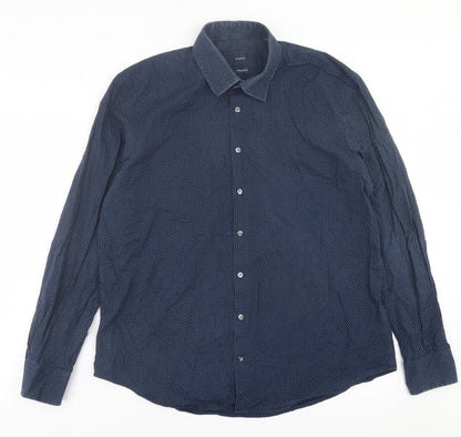 Mens UK Size L Montego Blue  Button-Up Long Sleeve Casual Shirt