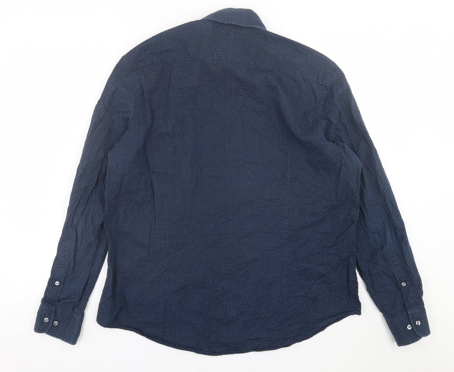 Mens UK Size L Montego Blue  Button-Up Long Sleeve Casual Shirt