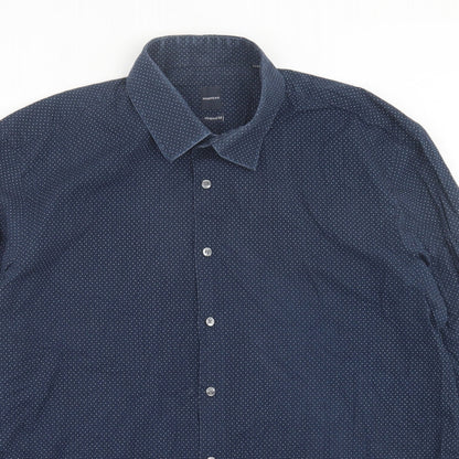 Mens UK Size L Montego Blue  Button-Up Long Sleeve Casual Shirt