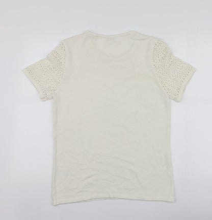 Womens UK Size M Damart White Henley Jumper