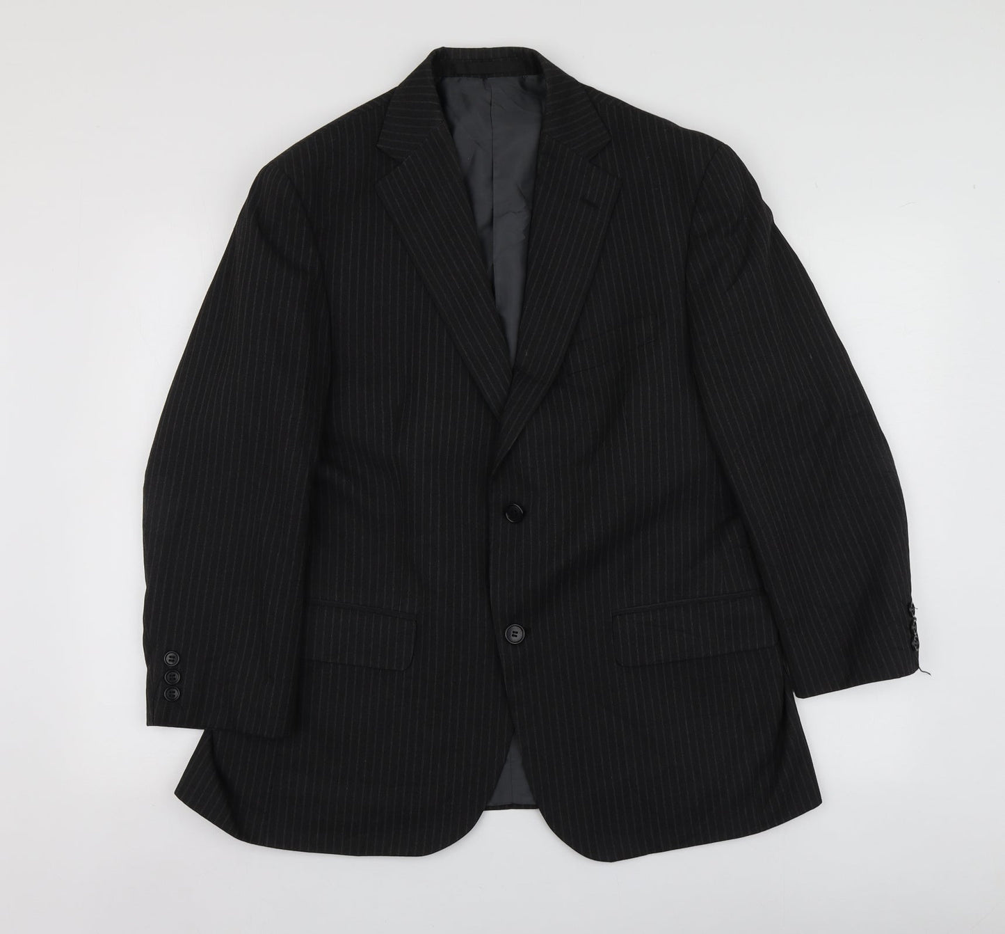 M&S Mens Grey Striped Polyester Jacket Suit Jacket Size M