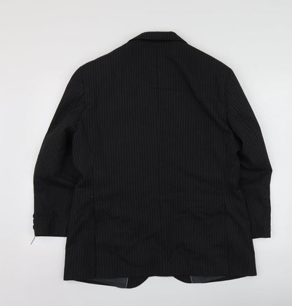 M&S Mens Grey Striped Polyester Jacket Suit Jacket Size M