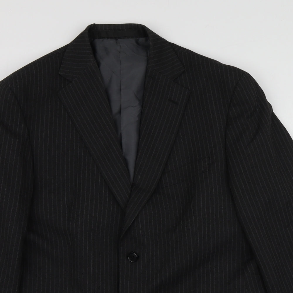 M&S Mens Grey Striped Polyester Jacket Suit Jacket Size M