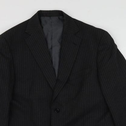 M&S Mens Grey Striped Polyester Jacket Suit Jacket Size M