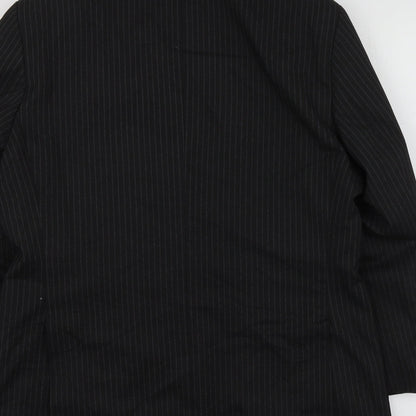 M&S Mens Grey Striped Polyester Jacket Suit Jacket Size M