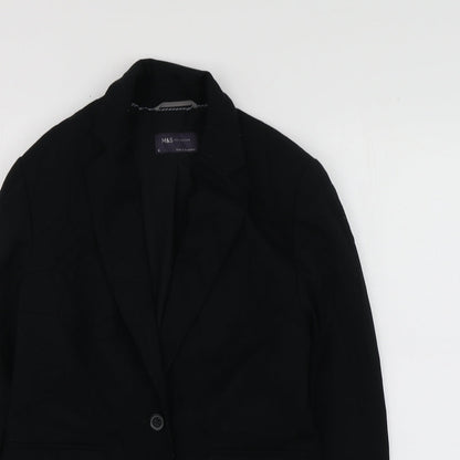 M&S Womens Black  Polyester Jacket Blazer Size 10