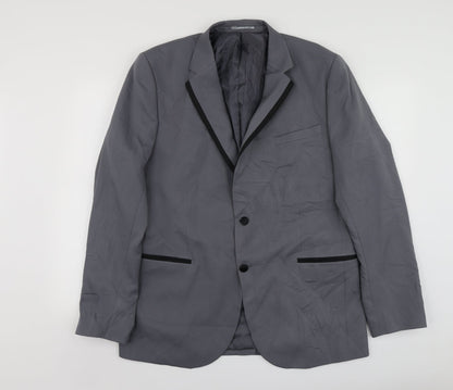 boohooMAN Mens Grey Polyester Jacket Suit Jacket Size L