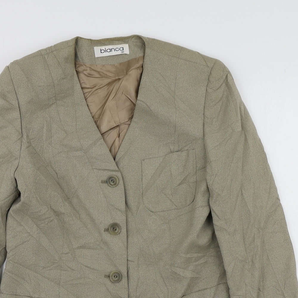 Bianca Womens Beige  Lyocell Jacket Suit Jacket Size 38