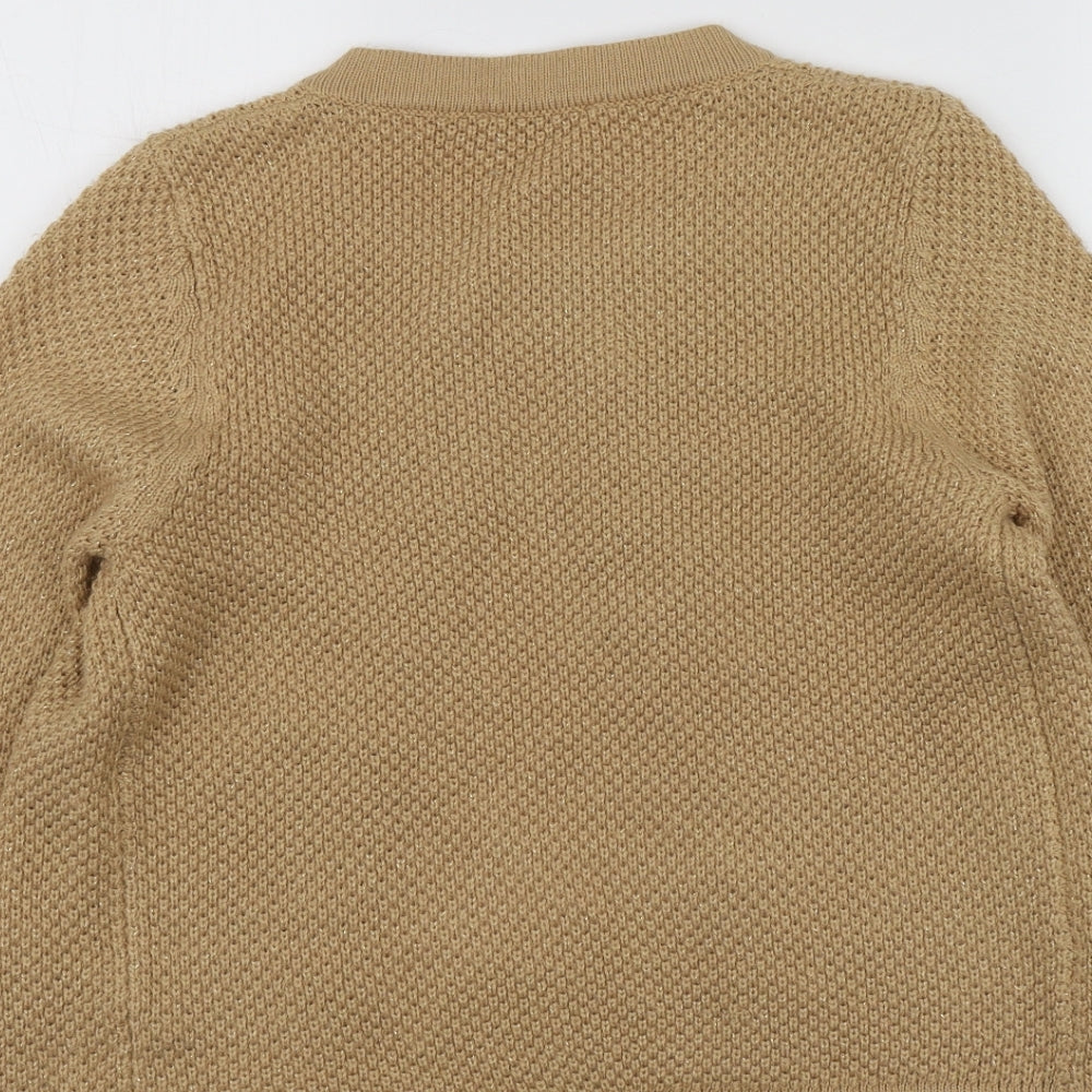 Love Kintwaer Womens Beige Round Neck  Acrylic Cardigan Jumper Size 10