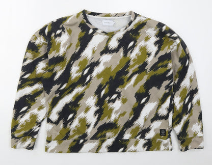 Topman Mens Brown Camouflage Cotton Pullover Sweatshirt Size S