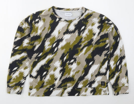Topman Mens Brown Camouflage Cotton Pullover Sweatshirt Size S