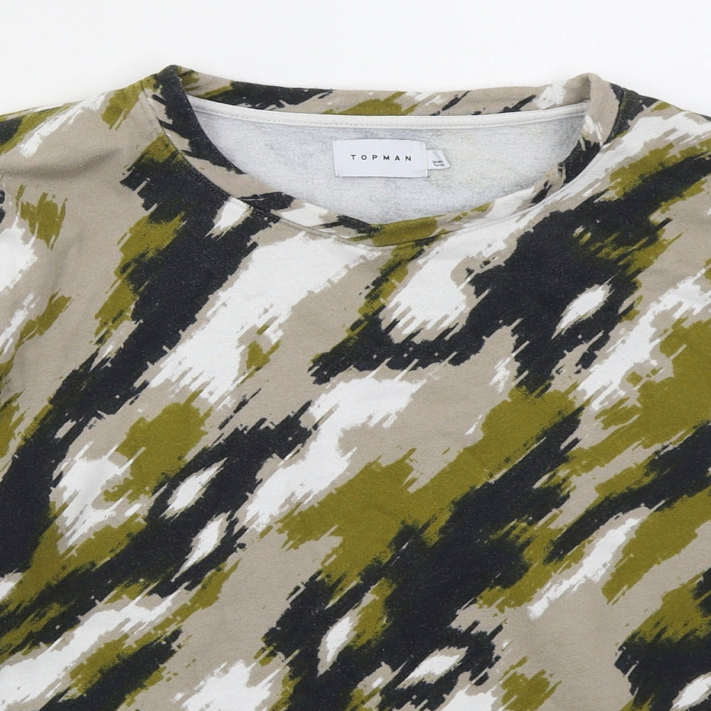 Topman Mens Brown Camouflage Cotton Pullover Sweatshirt Size S
