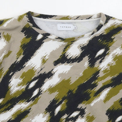 Topman Mens Brown Camouflage Cotton Pullover Sweatshirt Size S