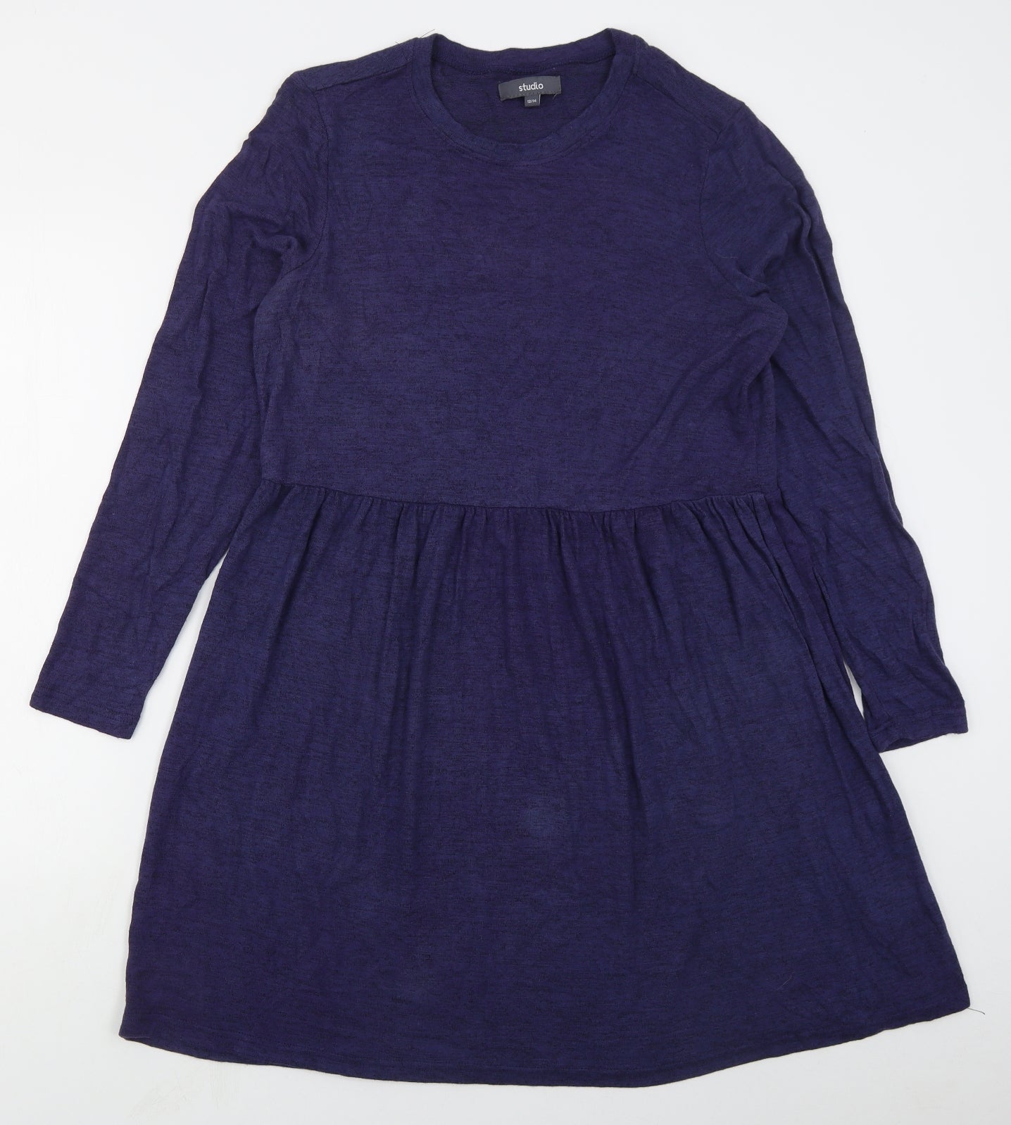 Studio Womens Blue  Viscose A-Line  Size 12  Crew Neck Pullover