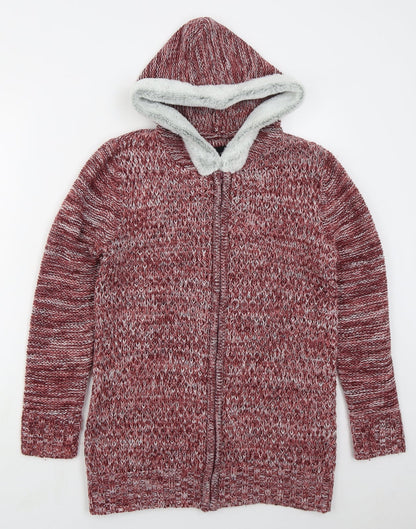 B You Womens Pink High Neck  Acrylic Full Zip Jumper Size M