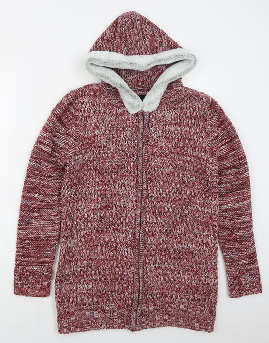 B You Womens Pink High Neck  Acrylic Full Zip Jumper Size M