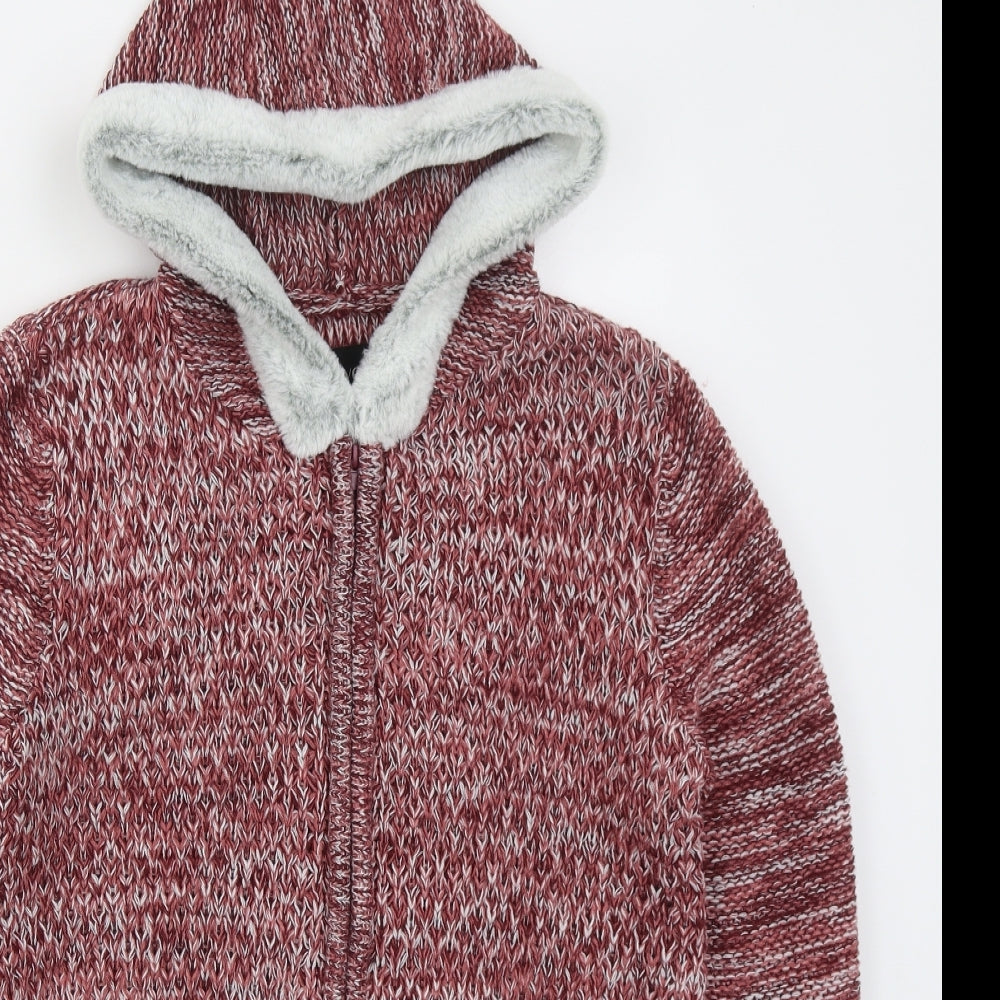 B You Womens Pink High Neck  Acrylic Full Zip Jumper Size M