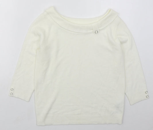 BHS Womens Ivory Boat Neck  Acrylic Pullover Jumper Size 12