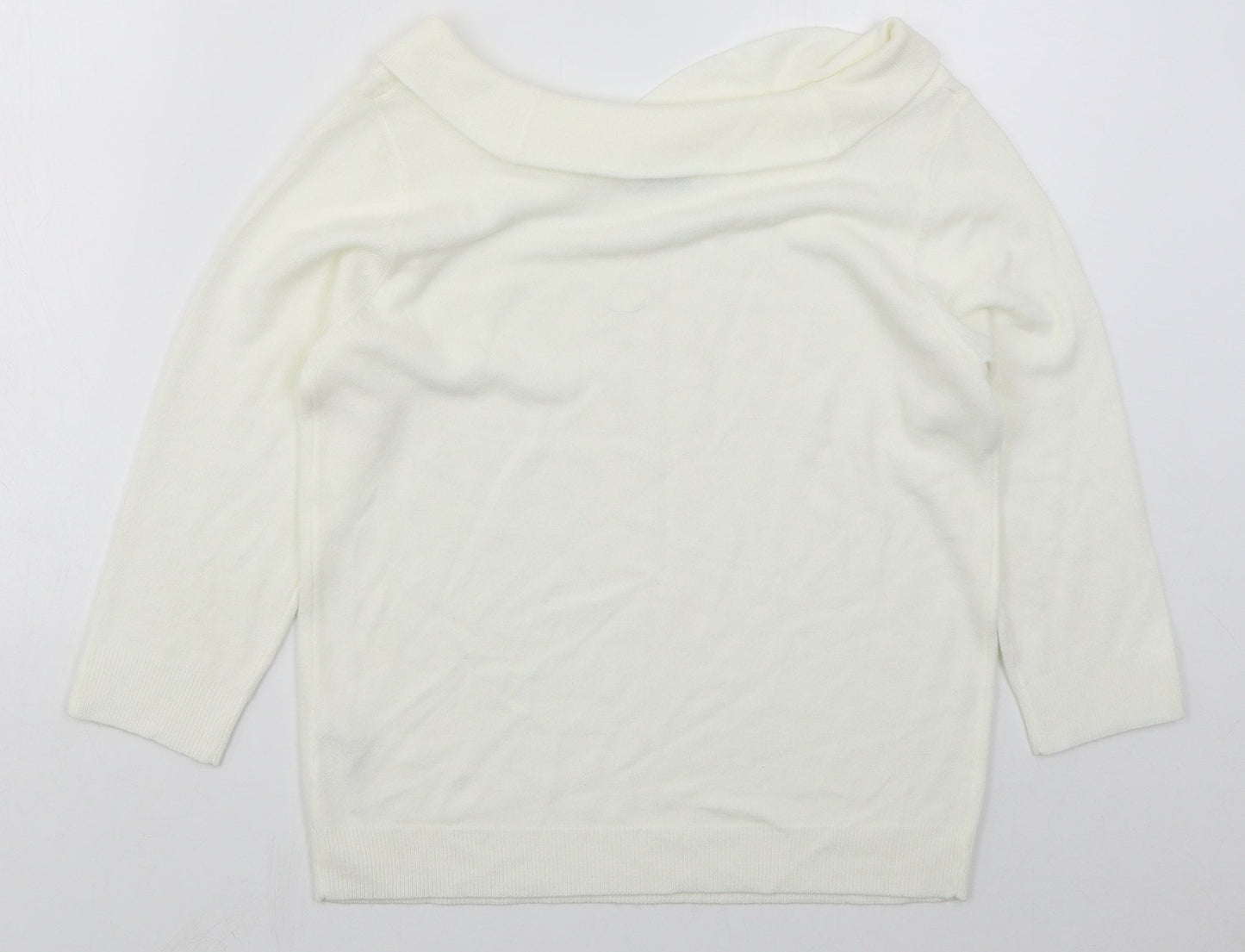 BHS Womens Ivory Boat Neck  Acrylic Pullover Jumper Size 12