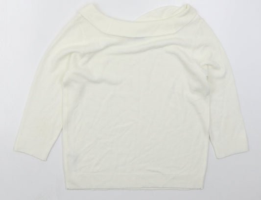BHS Womens Ivory Boat Neck  Acrylic Pullover Jumper Size 12
