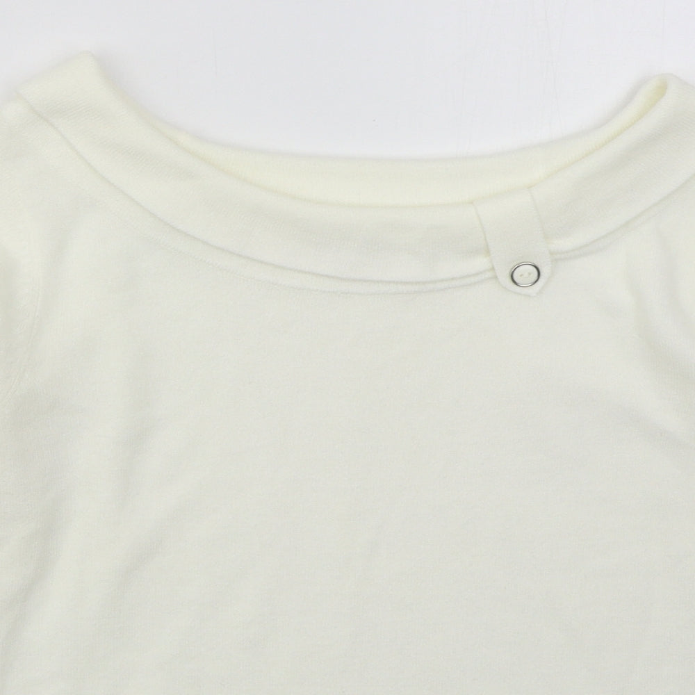 BHS Womens Ivory Boat Neck  Acrylic Pullover Jumper Size 12