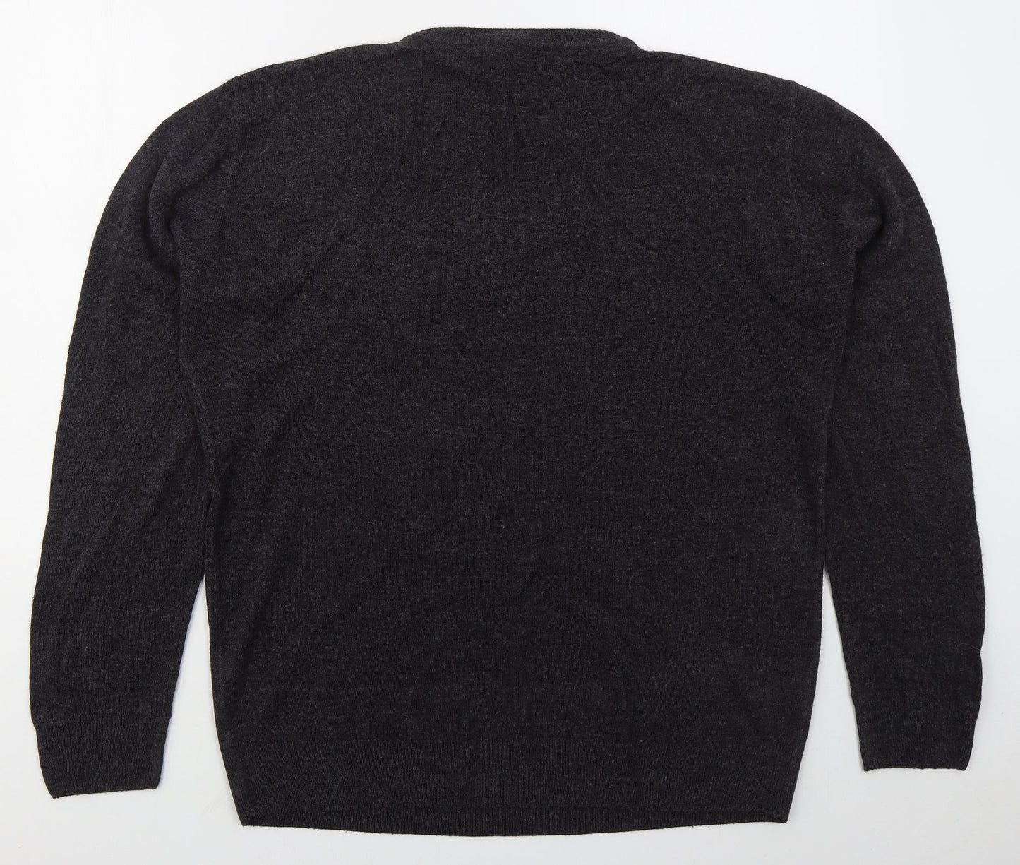 Easy Mens Grey V-Neck  Acrylic Pullover Jumper Size XL