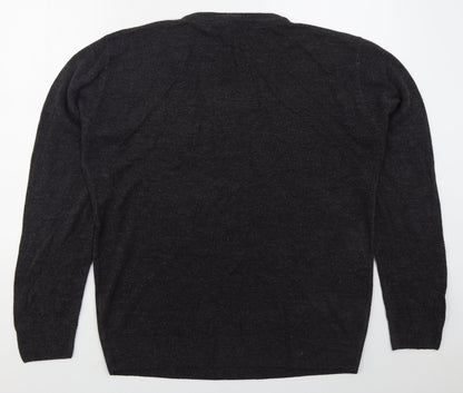 Easy Mens Grey V-Neck  Acrylic Pullover Jumper Size XL