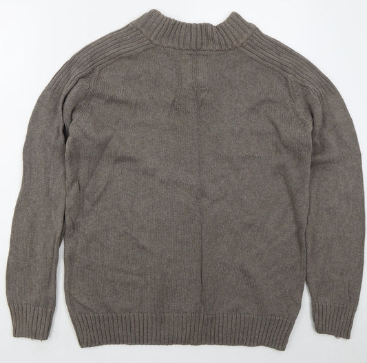 Easy Mens Brown V-Neck  Cotton Pullover Jumper Size L