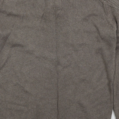 Easy Mens Brown V-Neck  Cotton Pullover Jumper Size L
