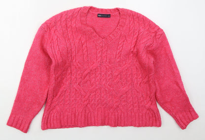 Womens UK Size S Marks and Spencer Pink Pullover Jumper