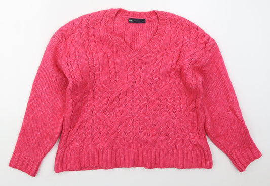 Womens UK Size S Marks and Spencer Pink Pullover Jumper