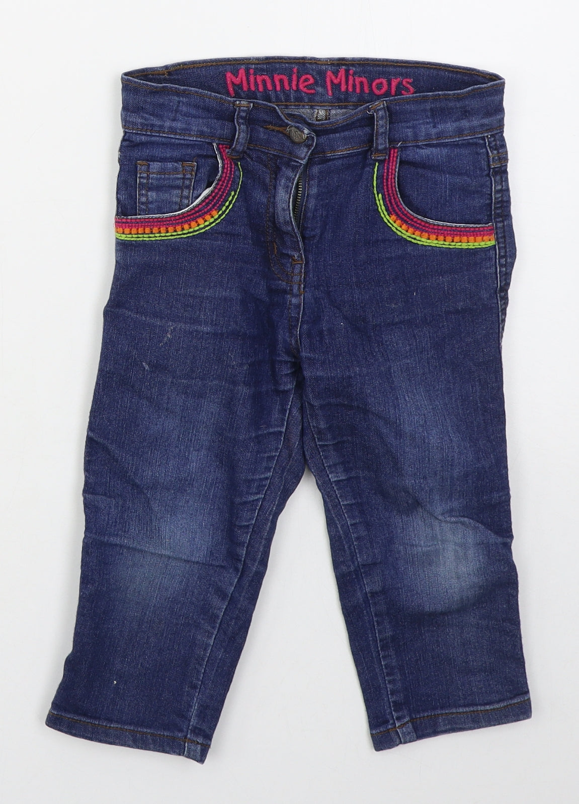 Minnie Minors Girls Blue  Cotton Straight Jeans Size 5 Years  Regular Button