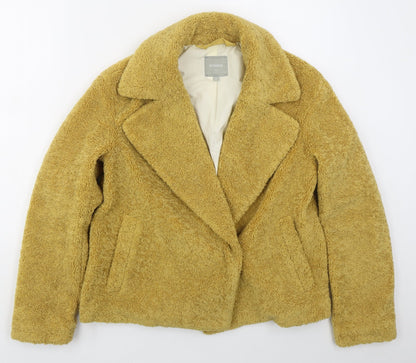 NEXT Womens Yellow   Pea Coat Coat Size S  Button