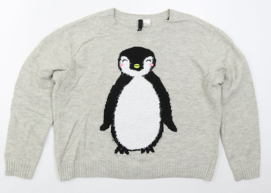 Womens UK Size S H&M Grey Pullover Jumper