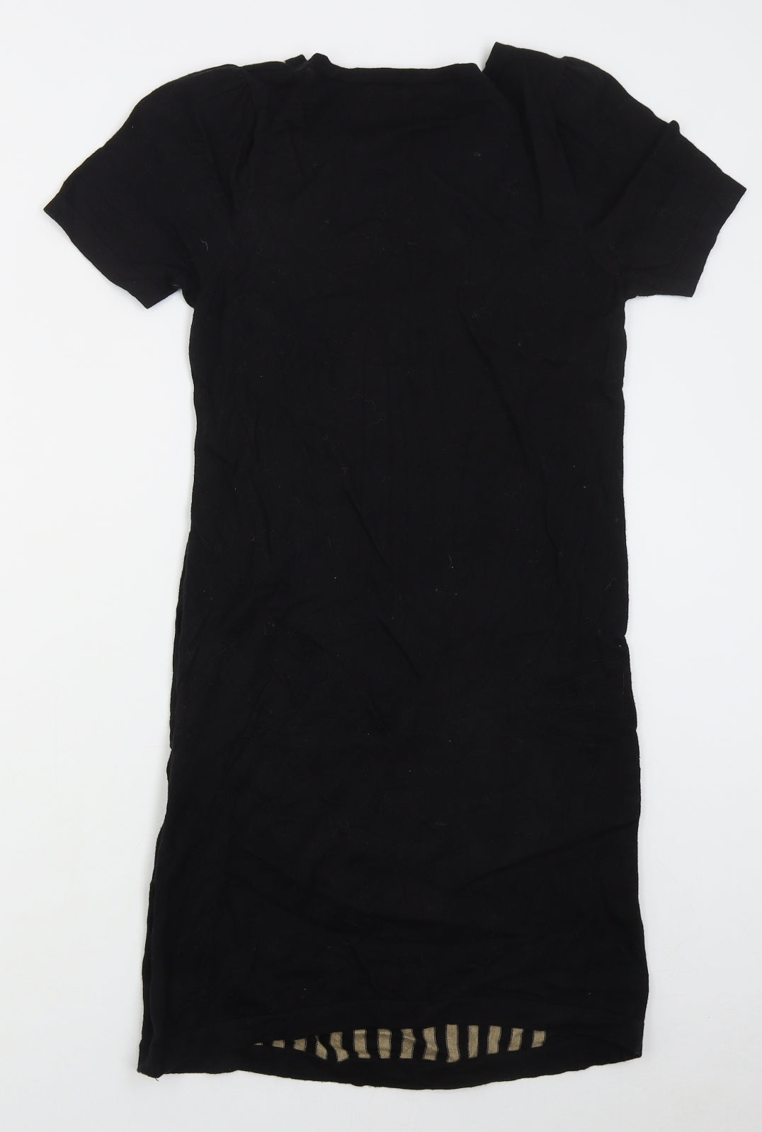 Marks and Spencer Womens Black Striped Acrylic Jumper Dress  Size 10  Crew Neck Pullover