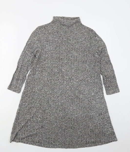 VERO MODA Womens Grey  Viscose Jumper Dress  Size S  Mock Neck Pullover