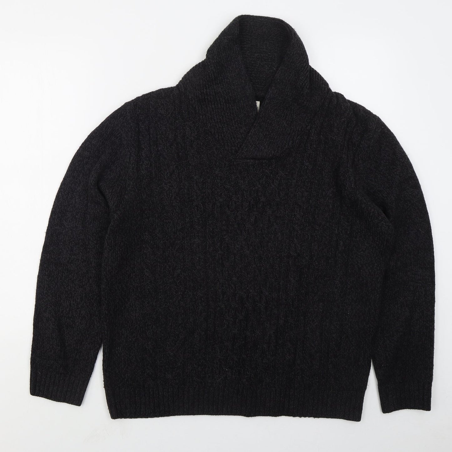 Matalan Mens Black Collared  Acrylic Pullover Jumper Size L