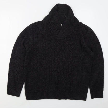 Matalan Mens Black Collared  Acrylic Pullover Jumper Size L