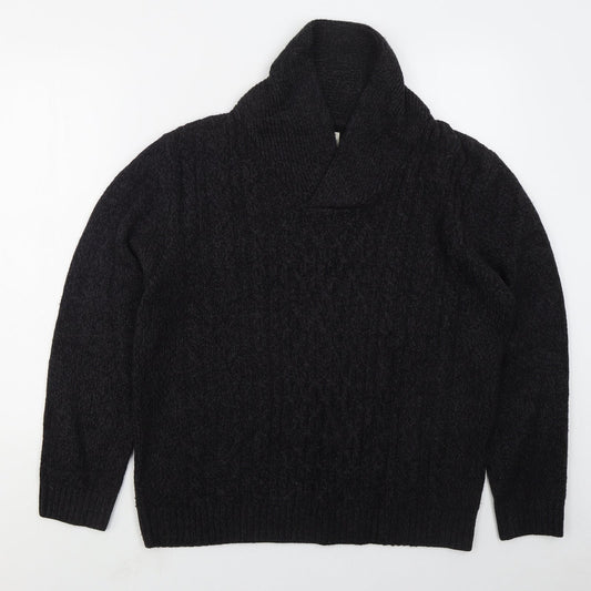 Matalan Mens Black Collared  Acrylic Pullover Jumper Size L