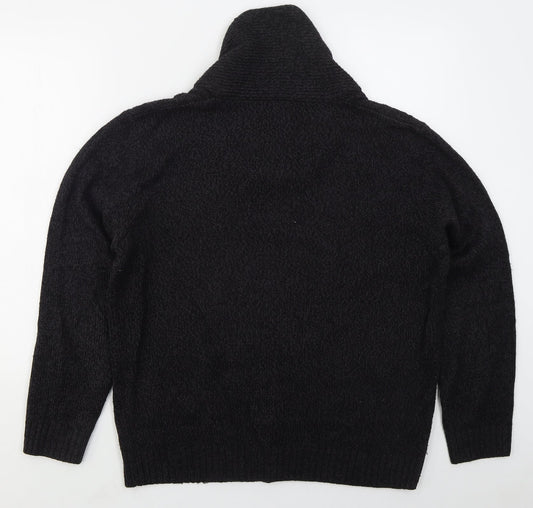 Matalan Mens Black Collared  Acrylic Pullover Jumper Size L