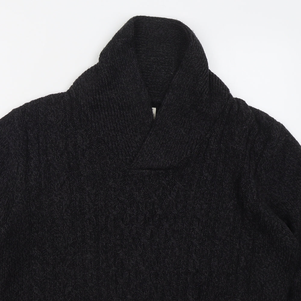 Matalan Mens Black Collared  Acrylic Pullover Jumper Size L