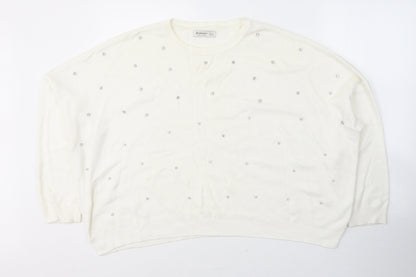 Womens UK Size L Stradivarius White Pullover Jumper