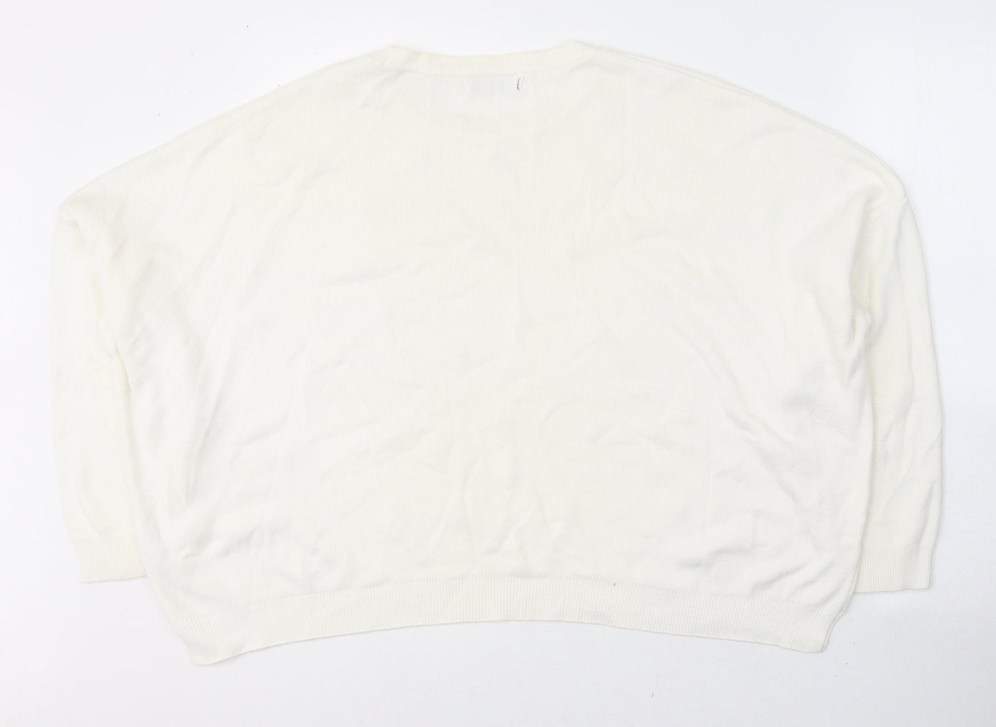 Womens UK Size L Stradivarius White Pullover Jumper