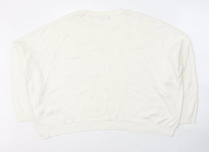 Womens UK Size L Stradivarius White Pullover Jumper