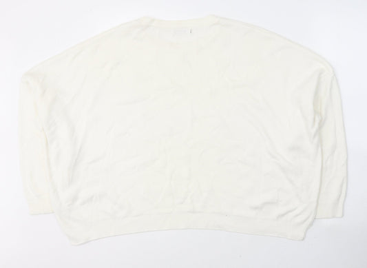 Womens UK Size L Stradivarius White Pullover Jumper