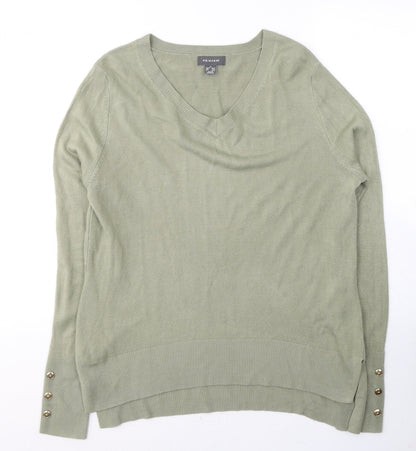 Primark Womens Green V-Neck  Acrylic Pullover Jumper Size 12