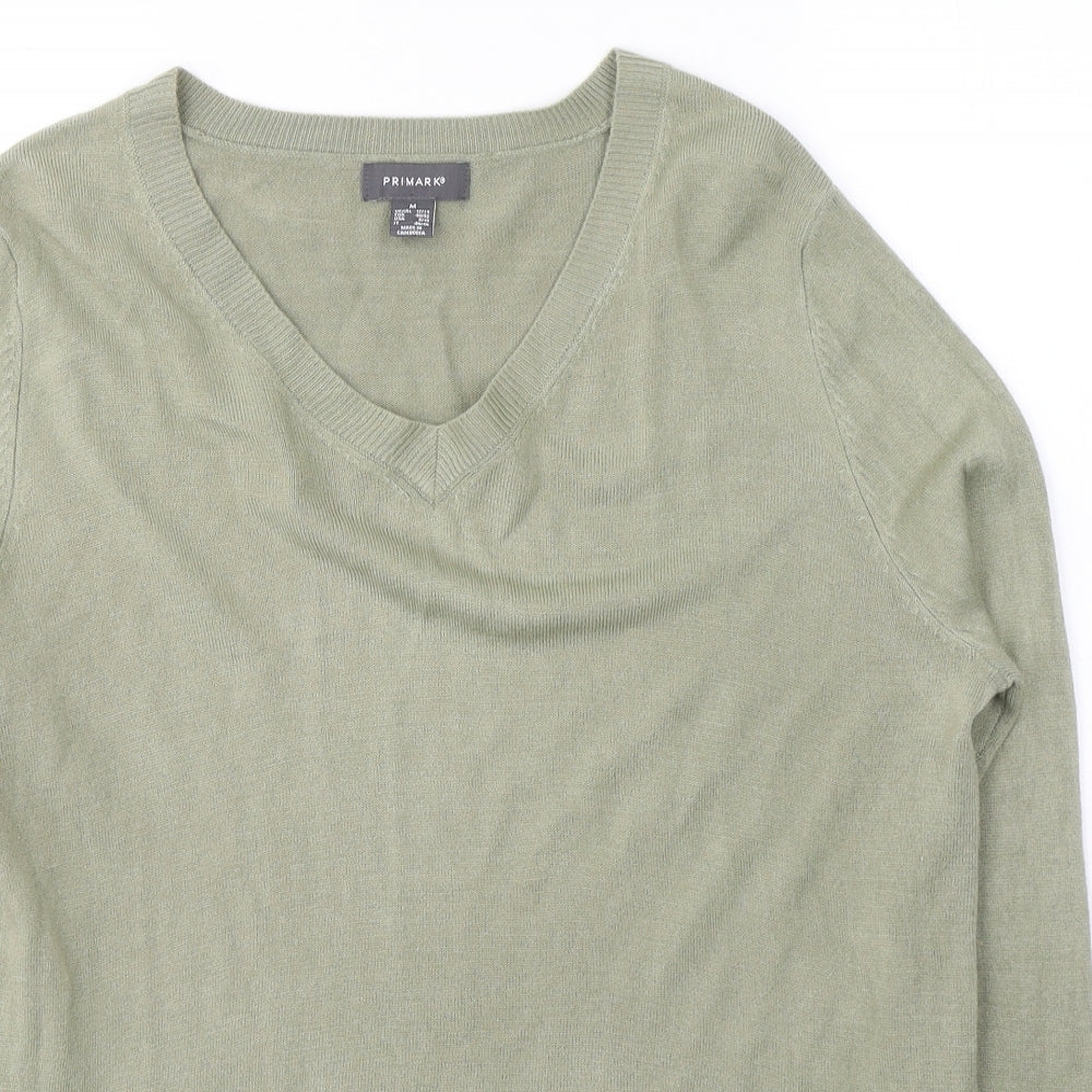 Primark Womens Green V-Neck  Acrylic Pullover Jumper Size 12